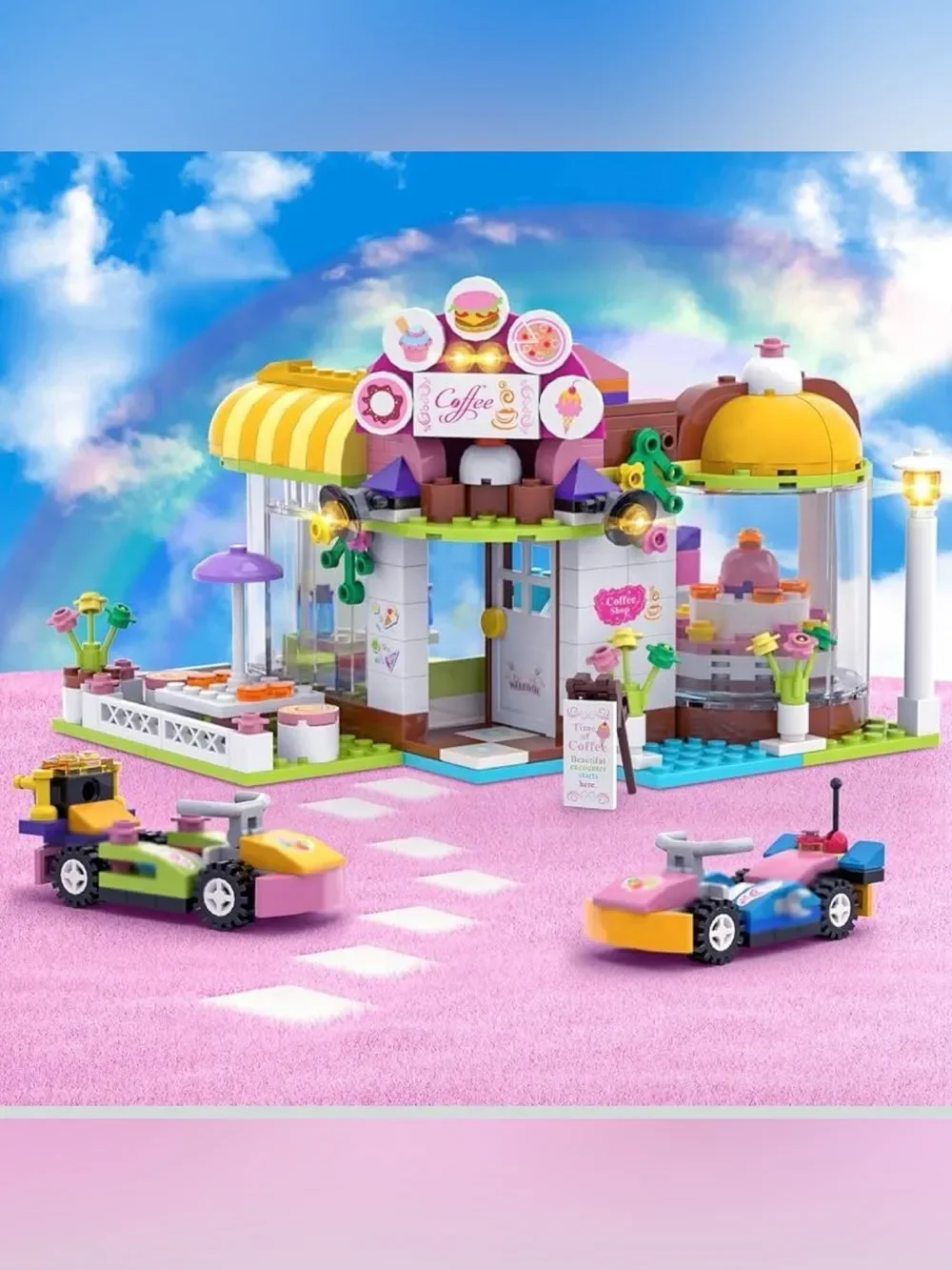 Cake House & Coffee Shop Building Blocks Set in Pink Carry Case ages 6+ NEW